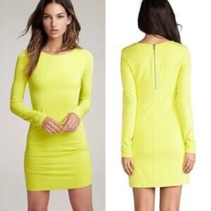 Lily Aldridge For Velvet Size Medium Long Sleeve Bodycon Mini Dress Green